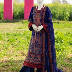 3PC HEAVY EMBROIDERED LAWN DRESS AJ 160