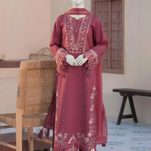 LAWN-3PC Embroidered Shirt with Chiffon Dupatta AJ-114